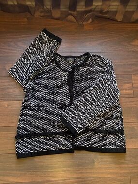 KASPER TEXTURED CONTEMPORARY BLAZER SUIT JACKET COTTON BLEND L